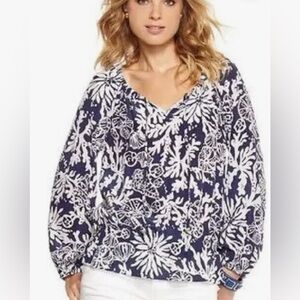 Lilly Pulitzer Revolve Women’s Trisha Silk Long Sleeve Top Shirt Blouse XS
